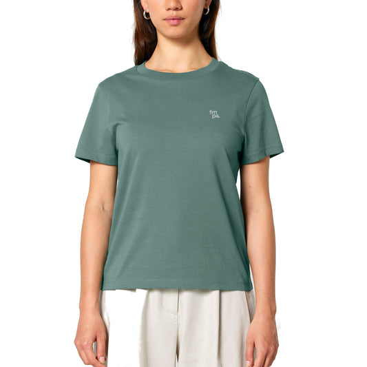 Faires Damen Singlejersey T-Shirt, vegan und GOTS-zertifiziert in grün.