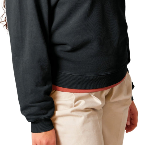 Damen Oversized Fit Vintage Sweatshirt mit gesticktem Monstera-Blatt