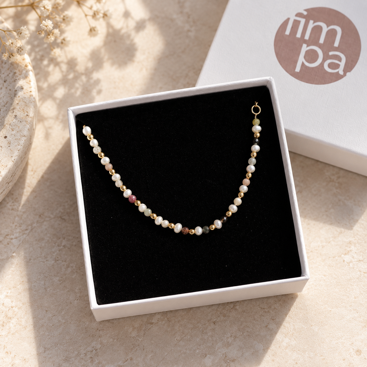 La Dolce Vita Armband – bunte Edelsteine & Süßwasserperlen – 18K Wasserfest