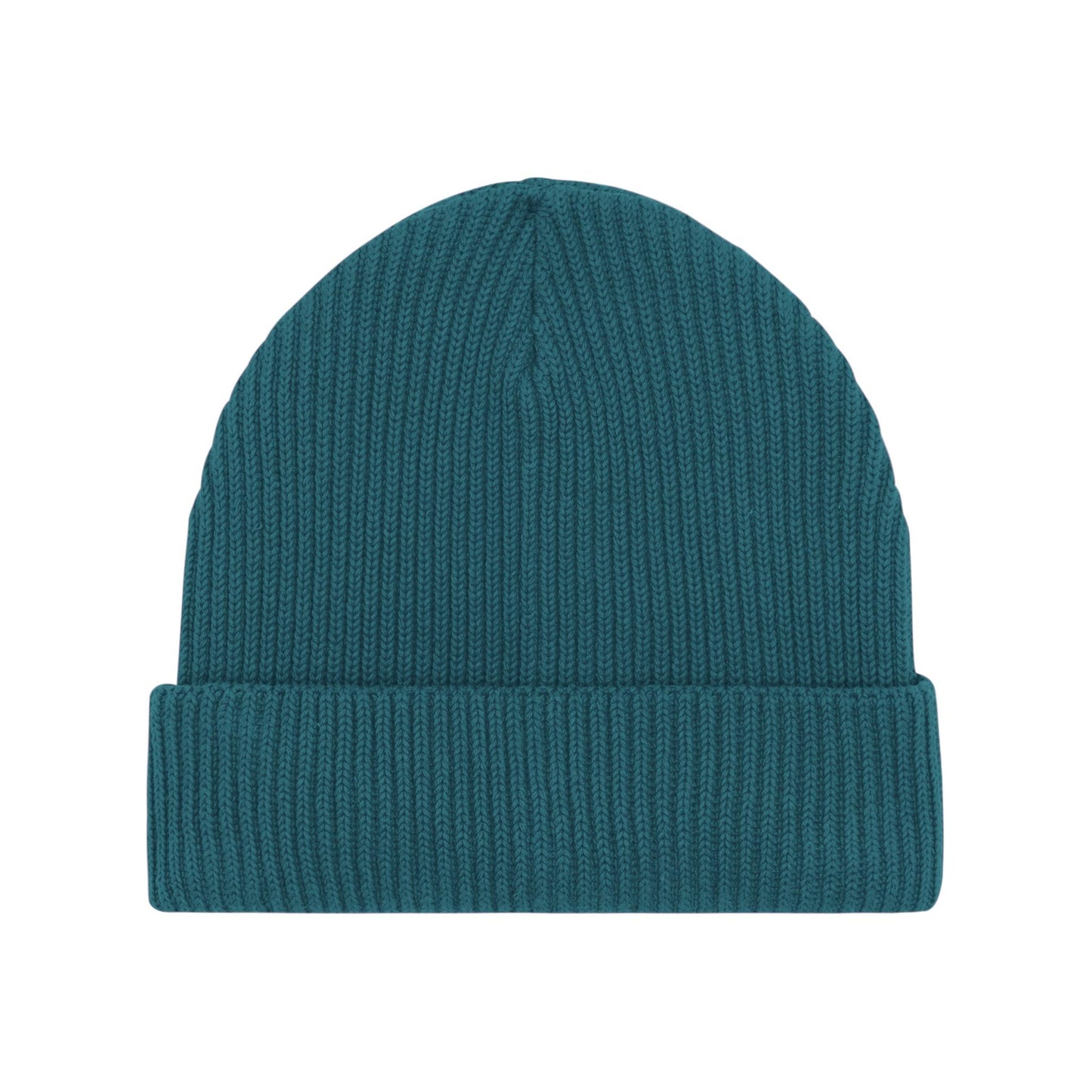 Petrolfarbene Strickmütze Beanie mit geripptem Muster und umgeschlagenem Rand – modernes Accessoire für jeden Anlass.