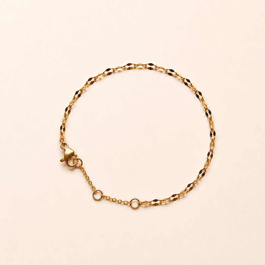 Filigranes Lip Chain Armband 14 k vergoldet