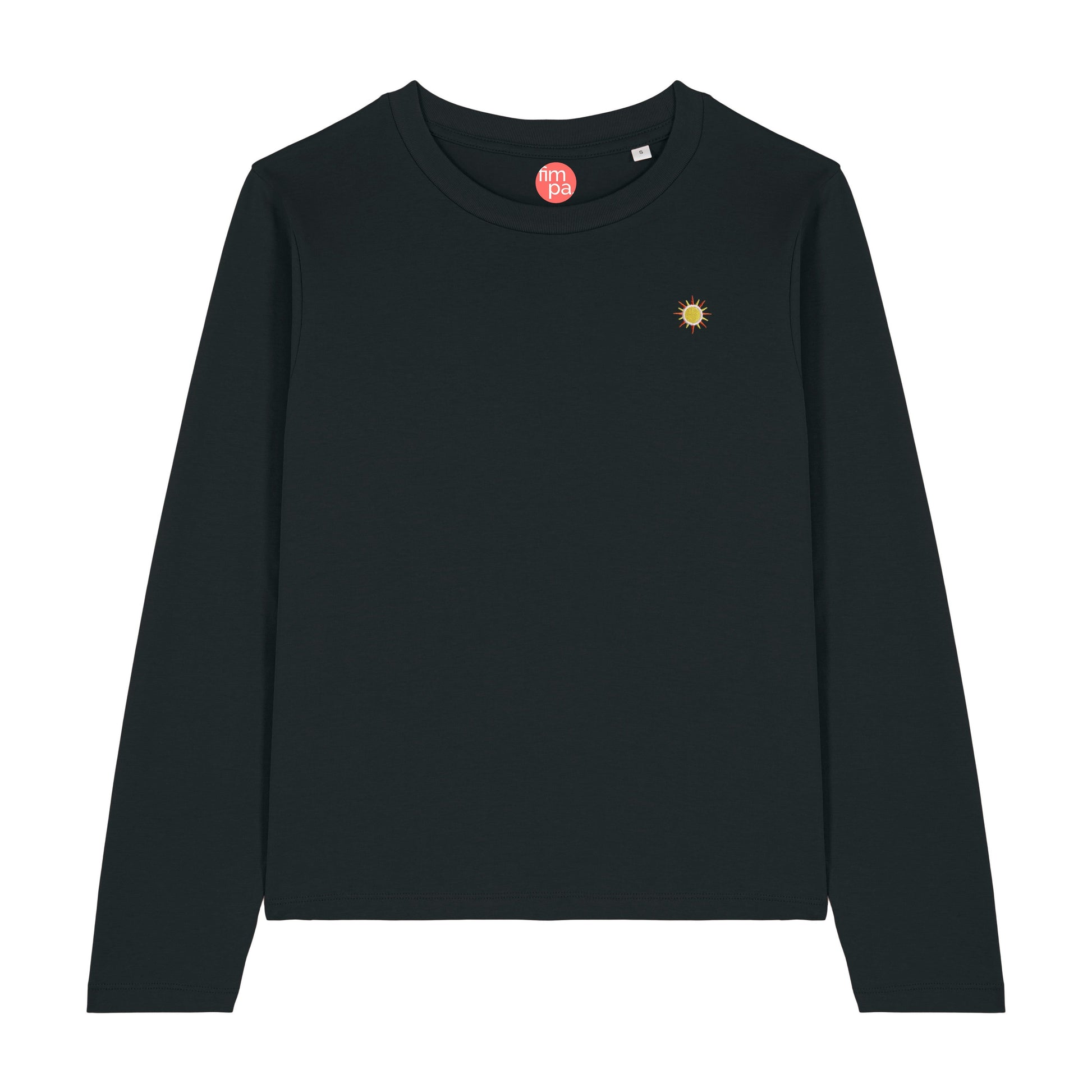Longsleeve in schwarz aus 100 % Bio Baumwolle, die fair und nachhaltig produziert wurde mit Sonne.