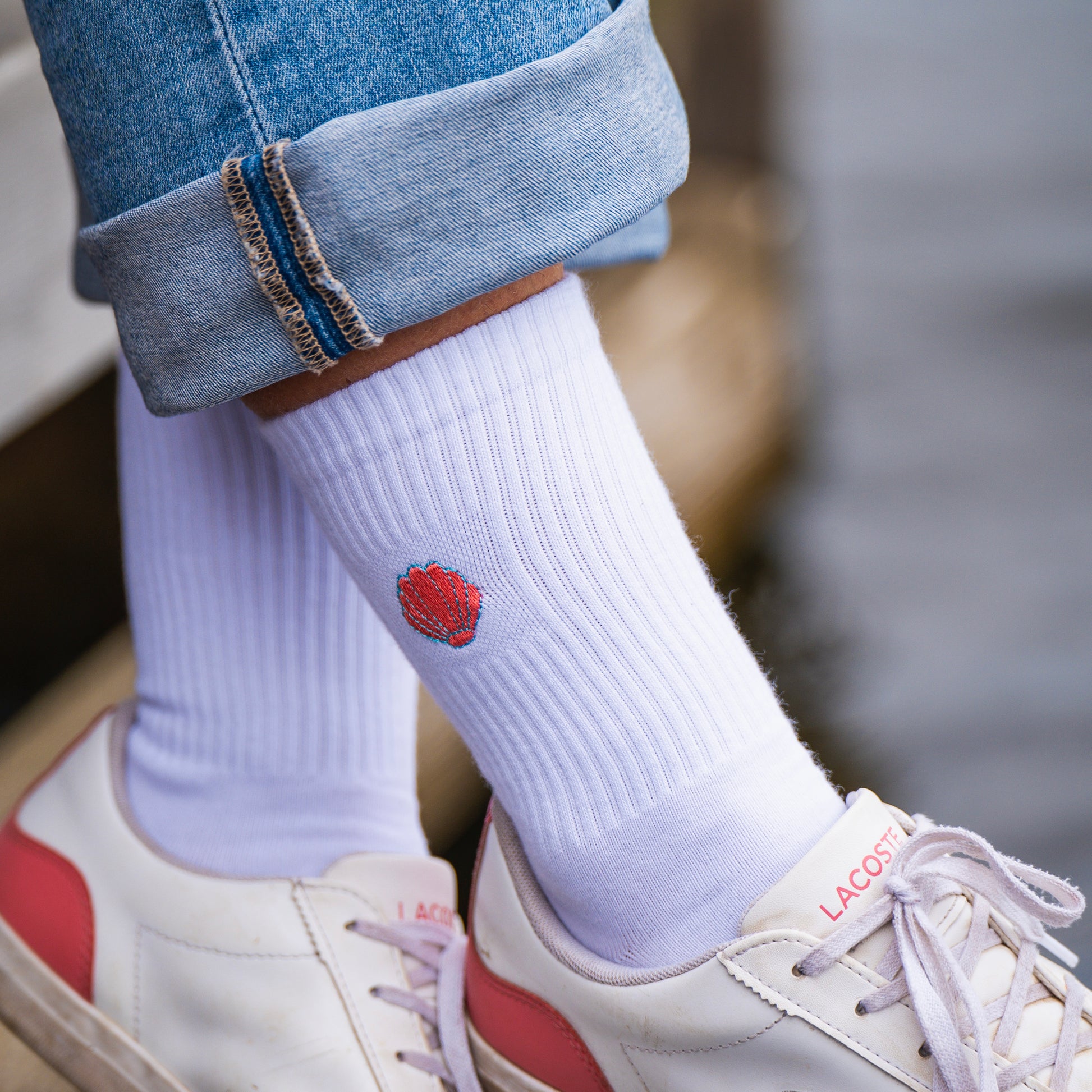 Vegane Fair Fashion Socken mit Meeresmotiv – Nahaufnahme