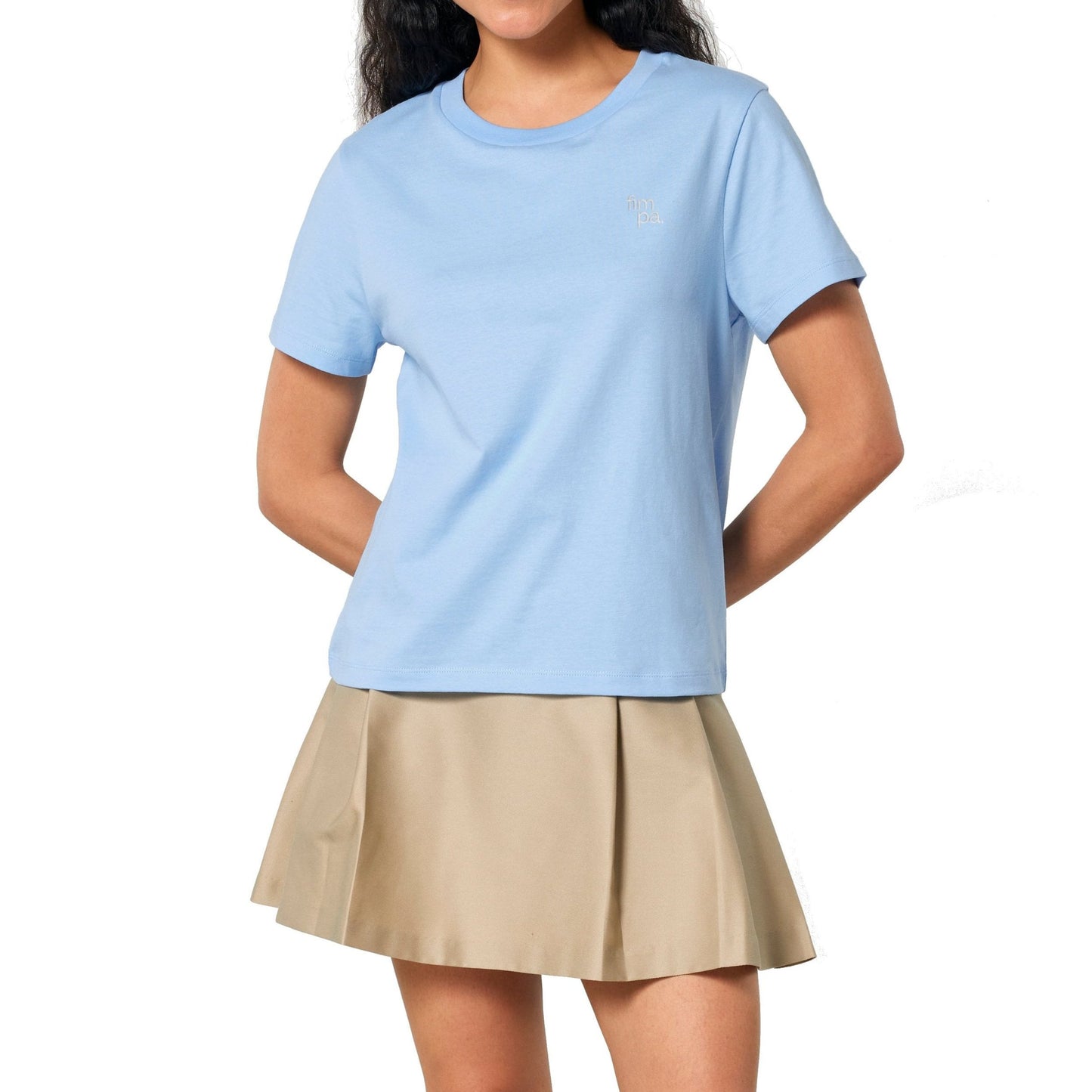 T-Shirt für Damen aus 100 % Bio-Baumwolle, fair, vegan und nachhaltig mit Stick-Logo.