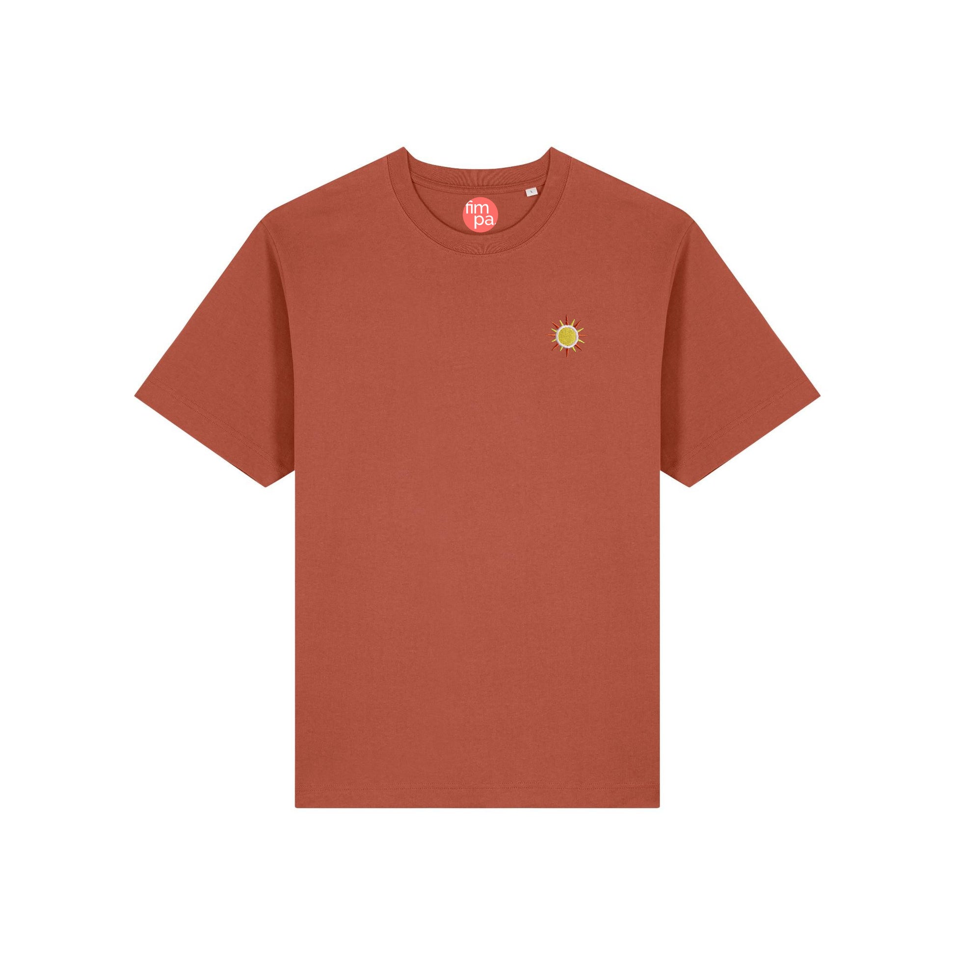 Heavyweight T-Shirt Sonnen-Motiv Weiß – 240g/m² Bio-Baumwolle | fimpa.